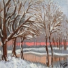 Winter Sunset (acrylic) © Ann Bishton 2016
