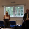 Helen reading out the results