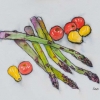 Asparagus & Tomatoes (ink & watercolour)) © Chris Davies 2015