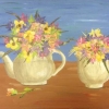 Cut Flowers in Teaset (mixed media) ) © Chris Davies 2015