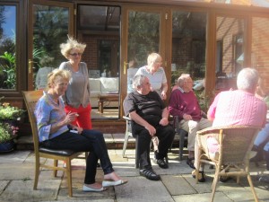 Sarah and some of the BGs enjoying tea in the garden