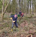 Clearing the new path in private woodland alongside Kings Hill and Medstead Road
