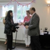 Kathy Pearce receiving the Diamond Award for Finest Flower in Show for her Dahlia