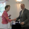Sarah Castle-Smith wins the Polly Chiverton cup for Best Flower Arrangement in show for The Cow Jumped Over the Moon