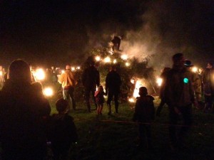 The bonfire and the guy on top are blazing well