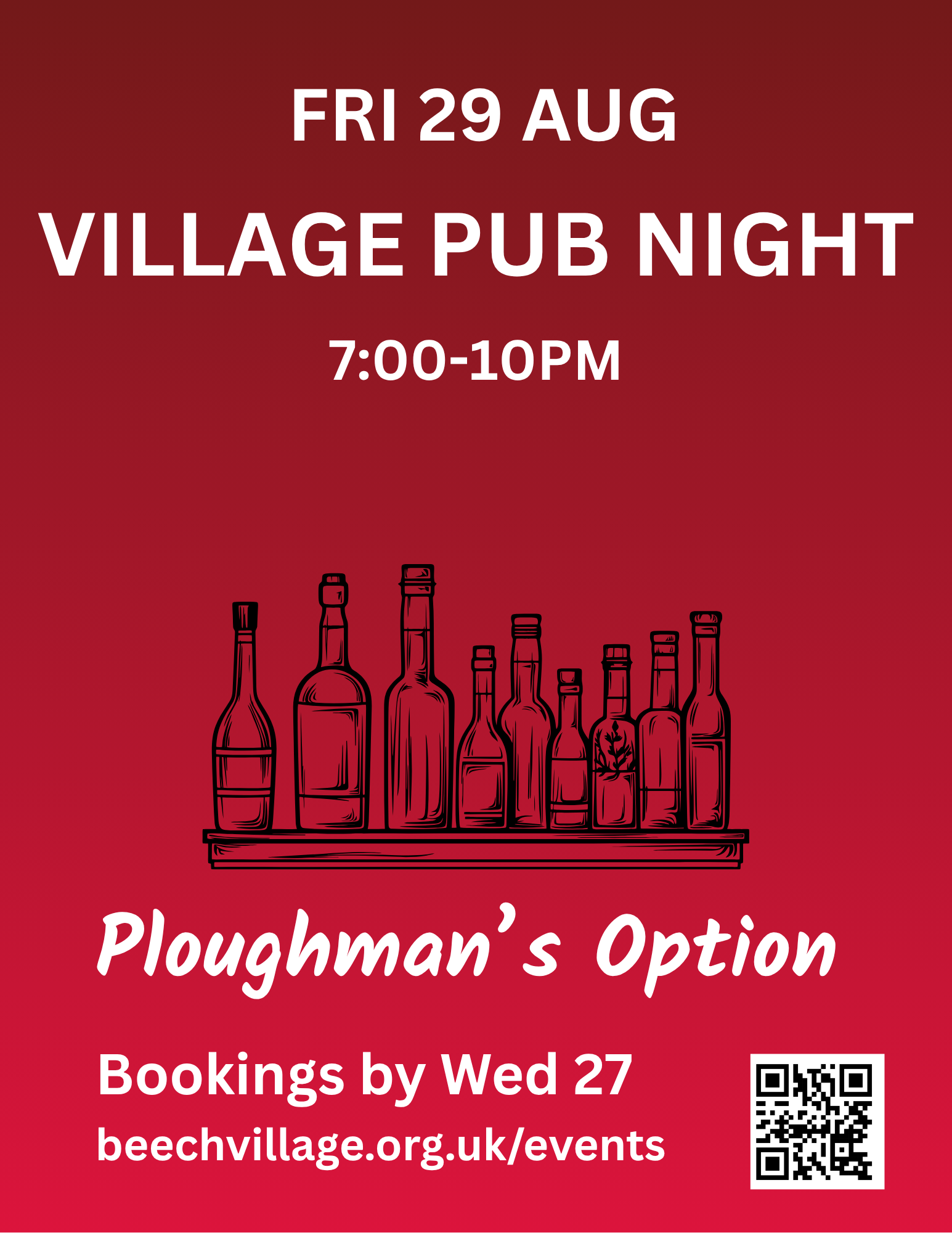 Village Social - Pub Night with Ploughman's option